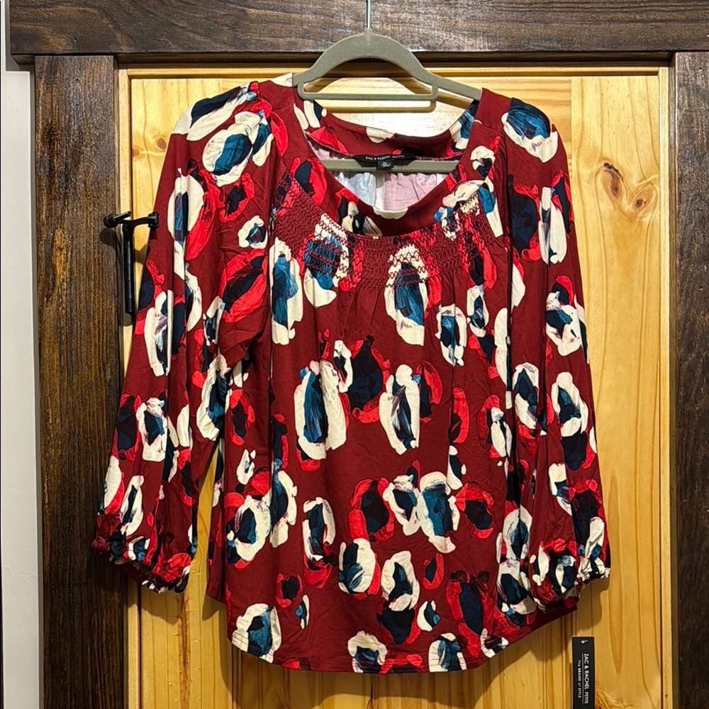 Zac & Rachel Petite smock neck top large